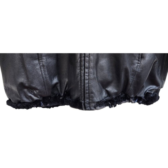 Woman's Dyed Black Sheared Mink Fur Parka Reversing to Black Leather M/L - Picture 10 of 16